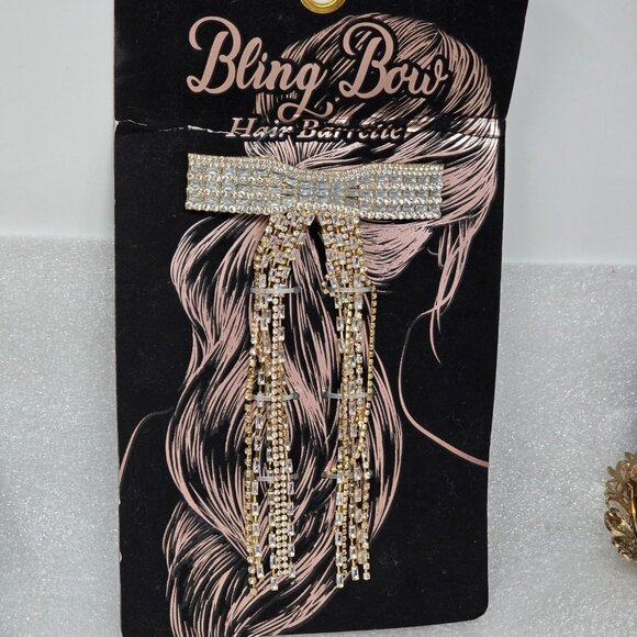 Crystal Rhinestone Bling Bow Hair Barrette Clip For Women - Picture 2 of 3